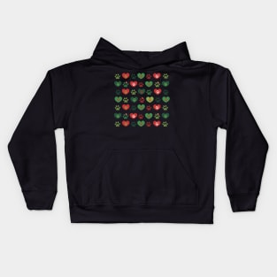 Doodle paw prints with hearts Kids Hoodie